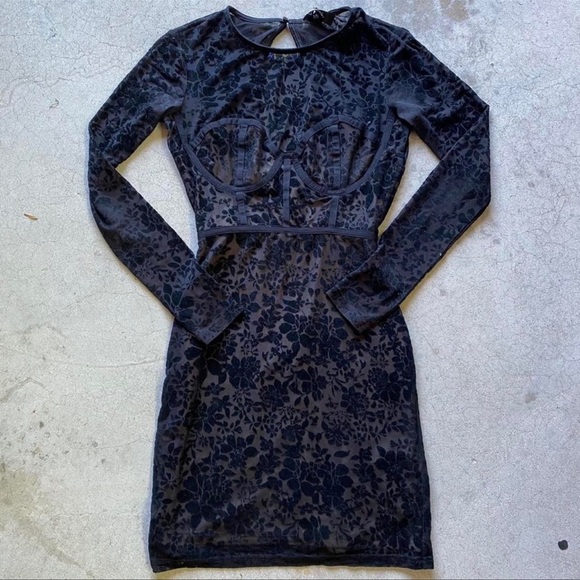 Lulu’s Cor-Set to Go Black Burnout Velvet Print Dress - Picture 3 of 5